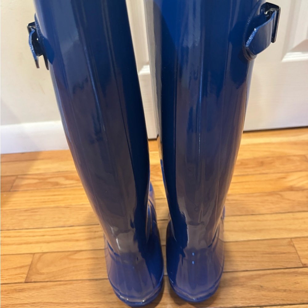 Hunter Glossy Royal Blue Tall Rain Boots - Picture 2 of 7